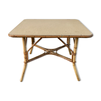 Coffee table in rattan and bamboo 60s