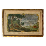 Miniature enhanced engraving, under glass, late 18th century painting, Netherlands