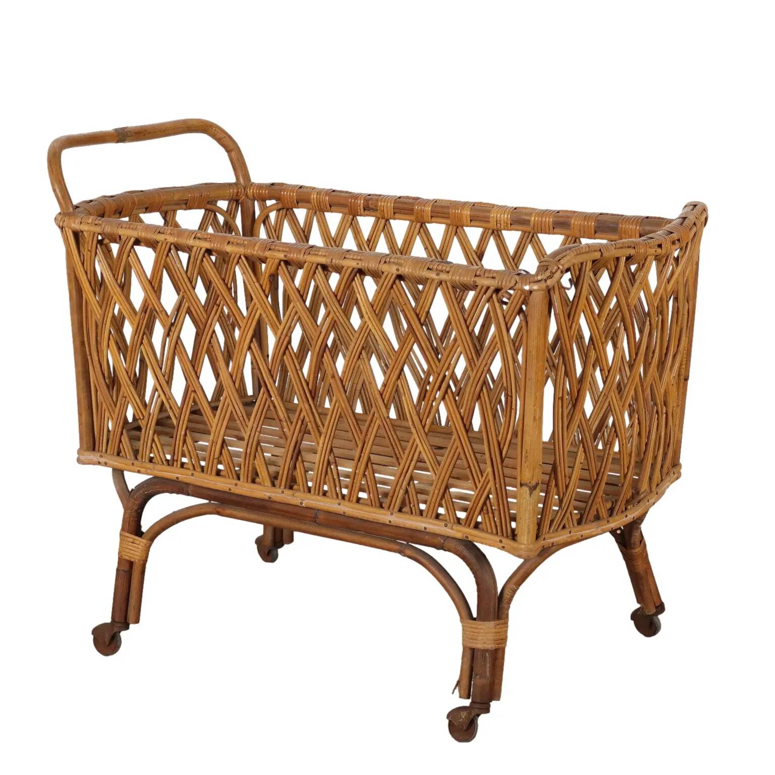Vintage cradle from the 1960s, bamboo structure.