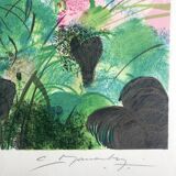 Claude manoukian woman with a bouquet, 1980. lithograph signed in pencil