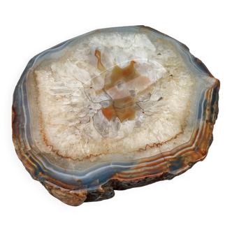 Vintage blue crystal agate slice ashtray 1960s