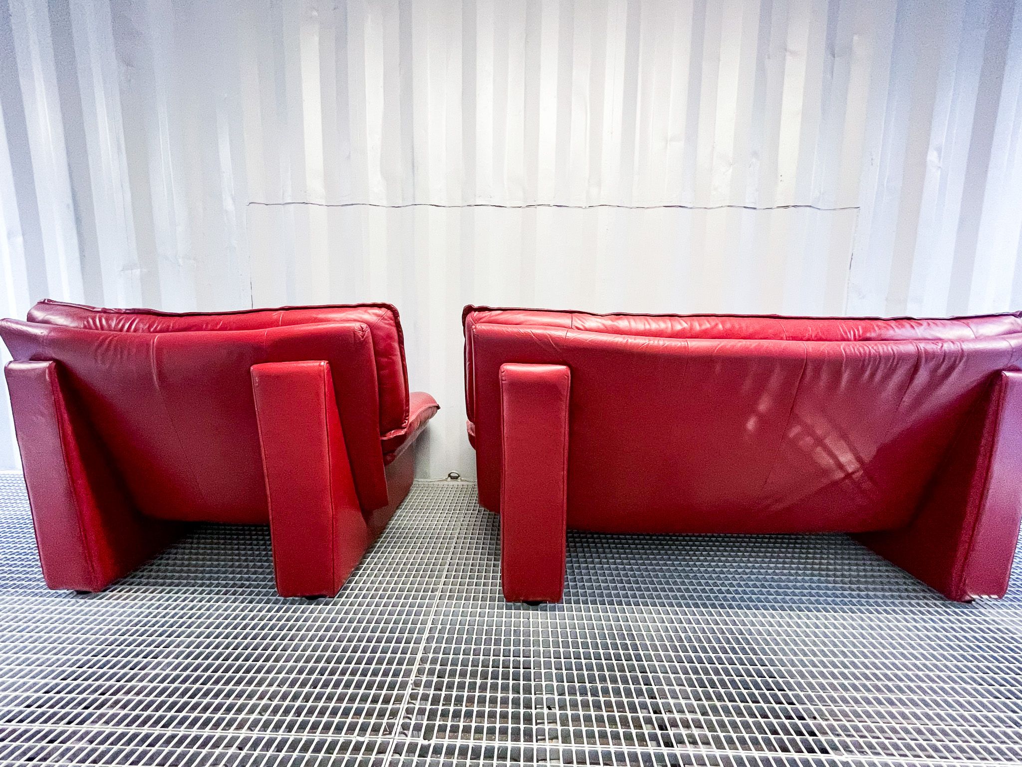Nicoletti Salotti Italian Designer - Armchair and sofa set 2 places in red leather