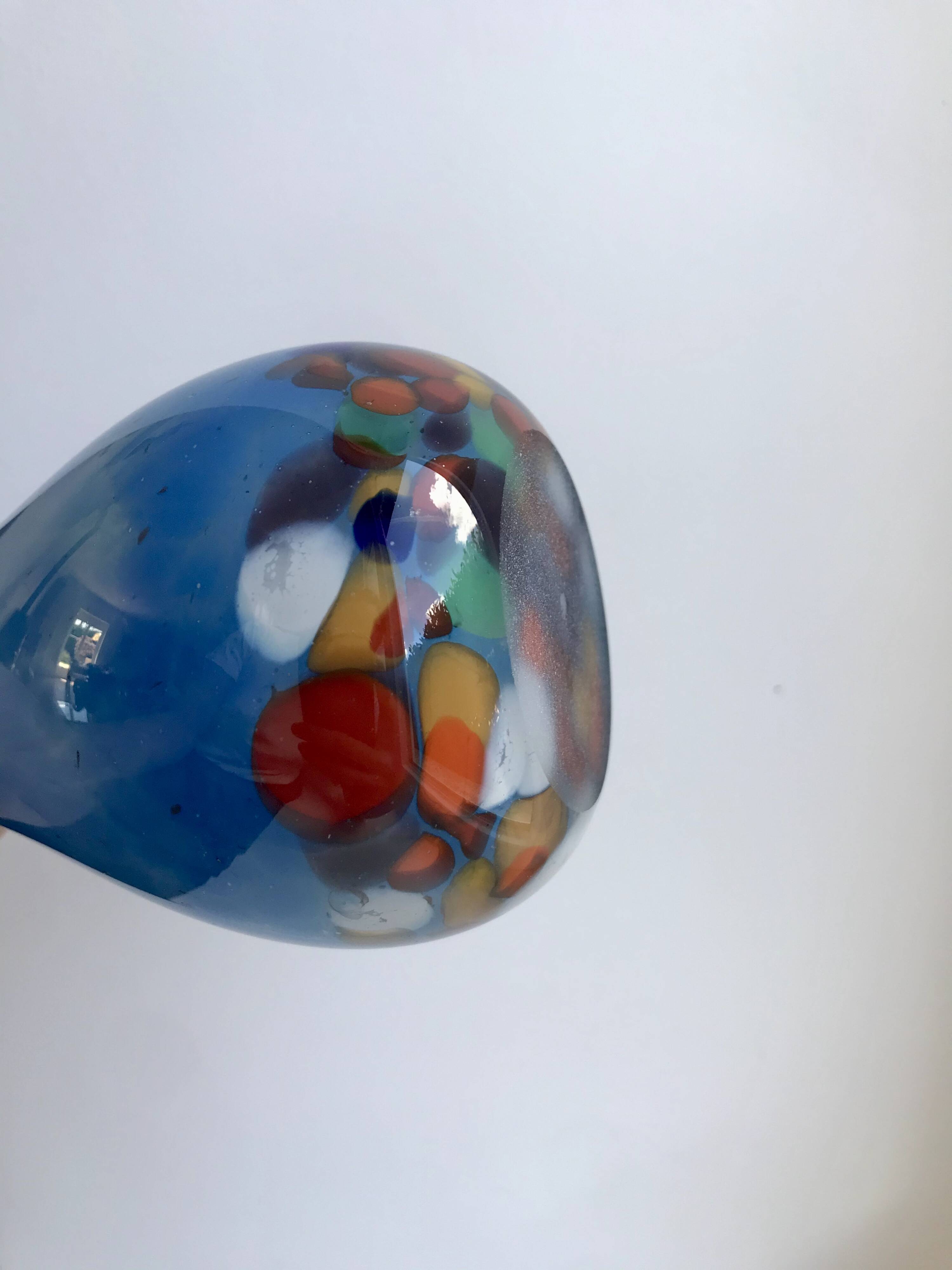 Colorful blue Murano blown glass vase 60s-70s