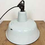 Industrial White Enamel Factory Lamp with Cast Iron Top, 1960s