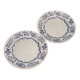 Pair of Castellania plates from Italy with blue fish decoration.