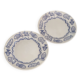 Paire des assiettes Castellania Italie décor poissons bleus 