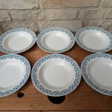Set of 6 old Sarreguemines Digoin soup plates, Lucie model