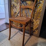 Chaise de style bistrot en bois blond 1940