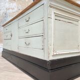 Bank counter furniture in patinated wood, circa 1900