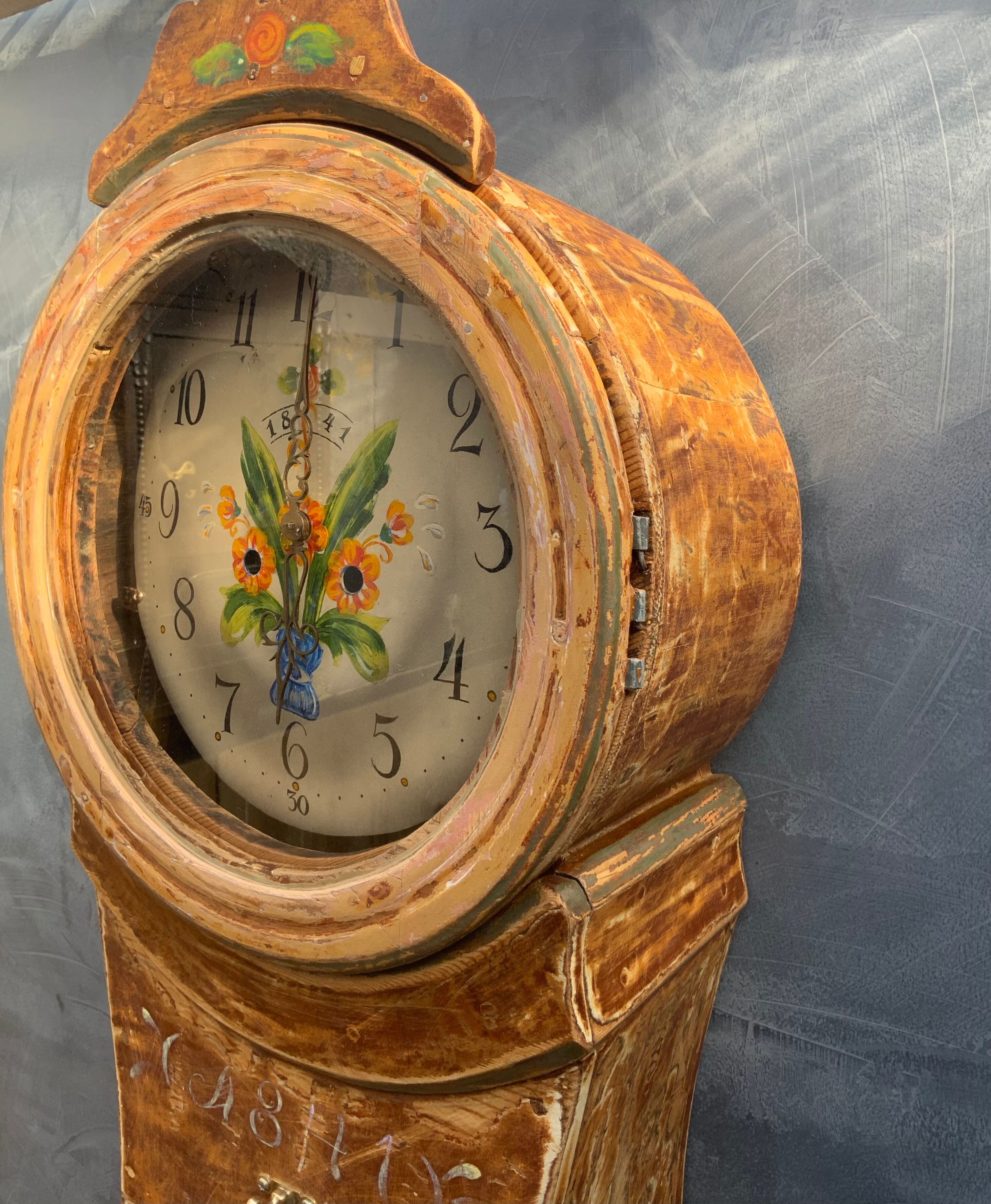 Antique swedish long case mora clock 1841