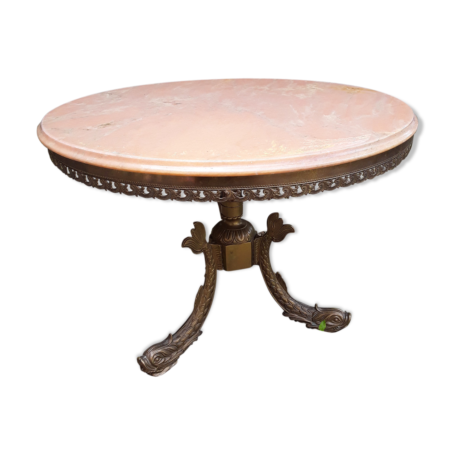 Coffee table marble and bronze Louis XV style