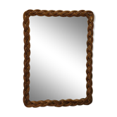 1960s rectangular rattan mirror - 65x48cm