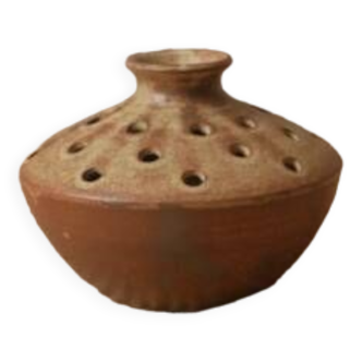 Vase pique-fleurs vintage en céramique grès objet fait main poterie handmade Vallauris