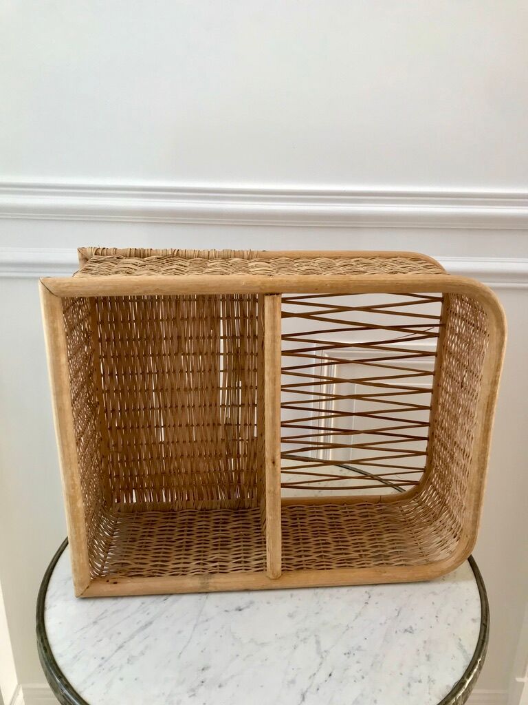 Rattan and light bamboo shelf 60s-70s