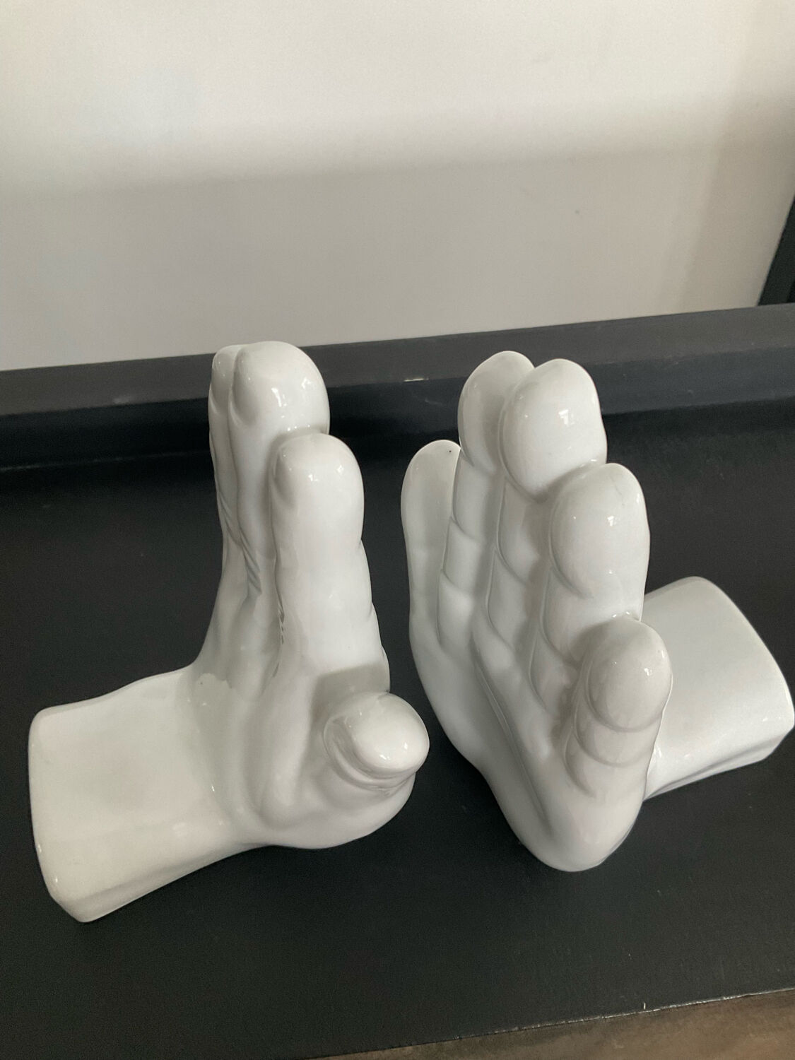 Pair of ceramic hand bookends