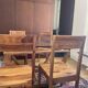 Dining table set with 4 solid wood chairs.