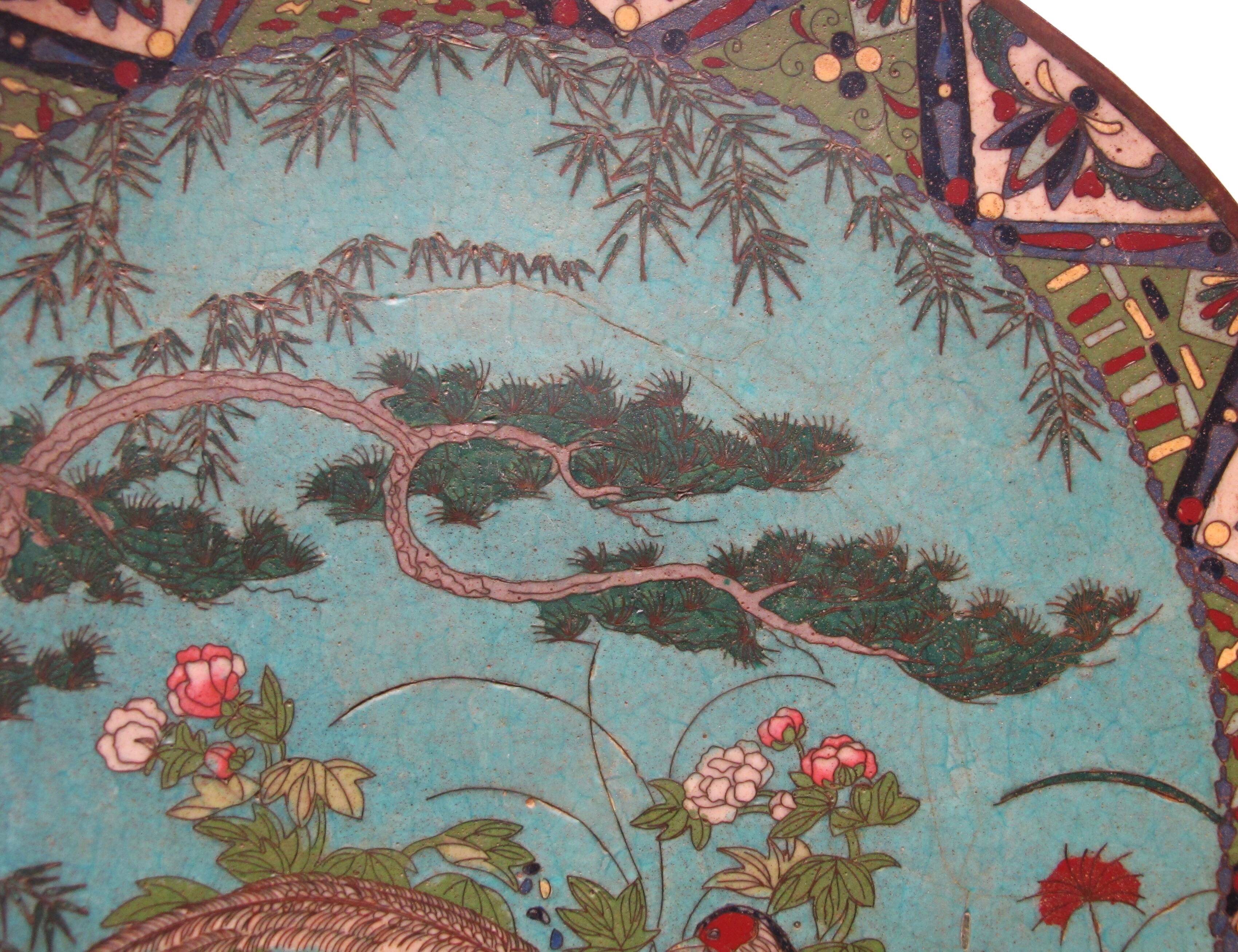 very large Chinese cloisonné enamel dish China 19th century