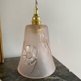 Lampe baladeuse avec tulipe rose en verre