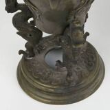 Indochina around 1900 pair of tripod vases with two bronze handles