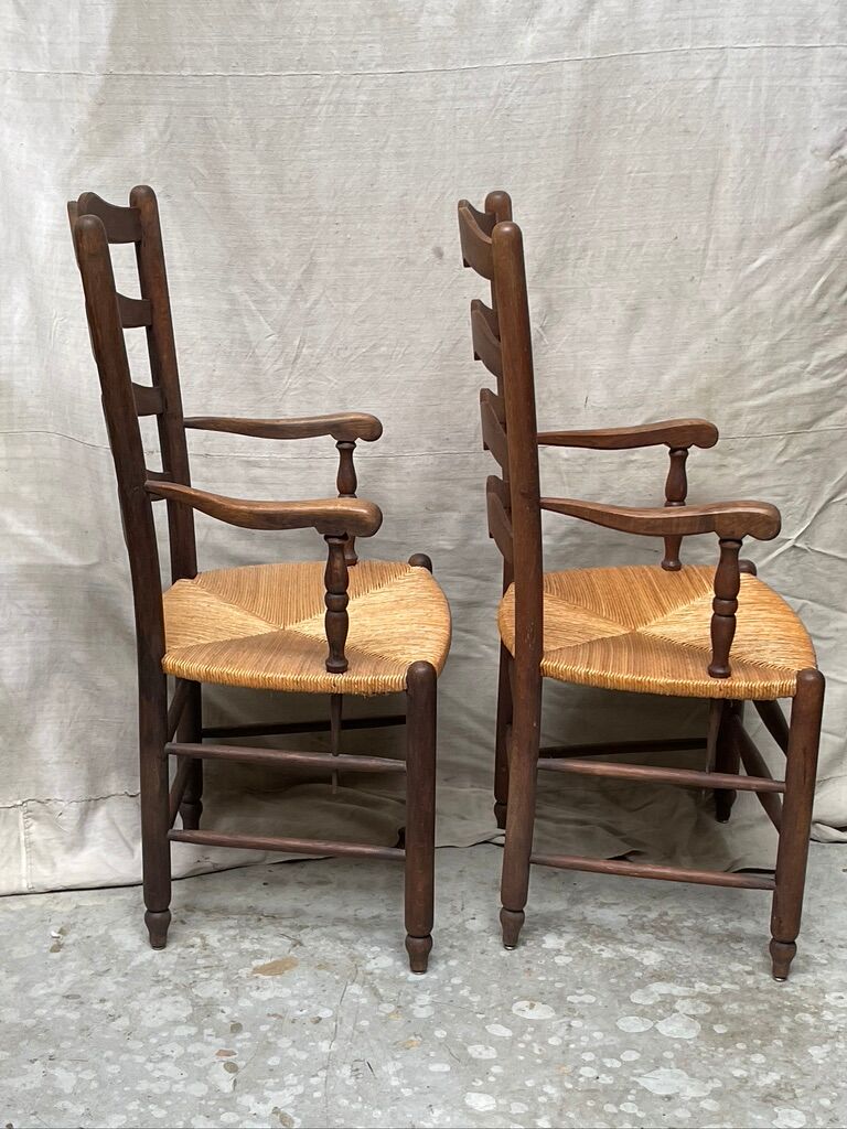 Pair of straw armchairs