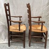 Pair of straw armchairs