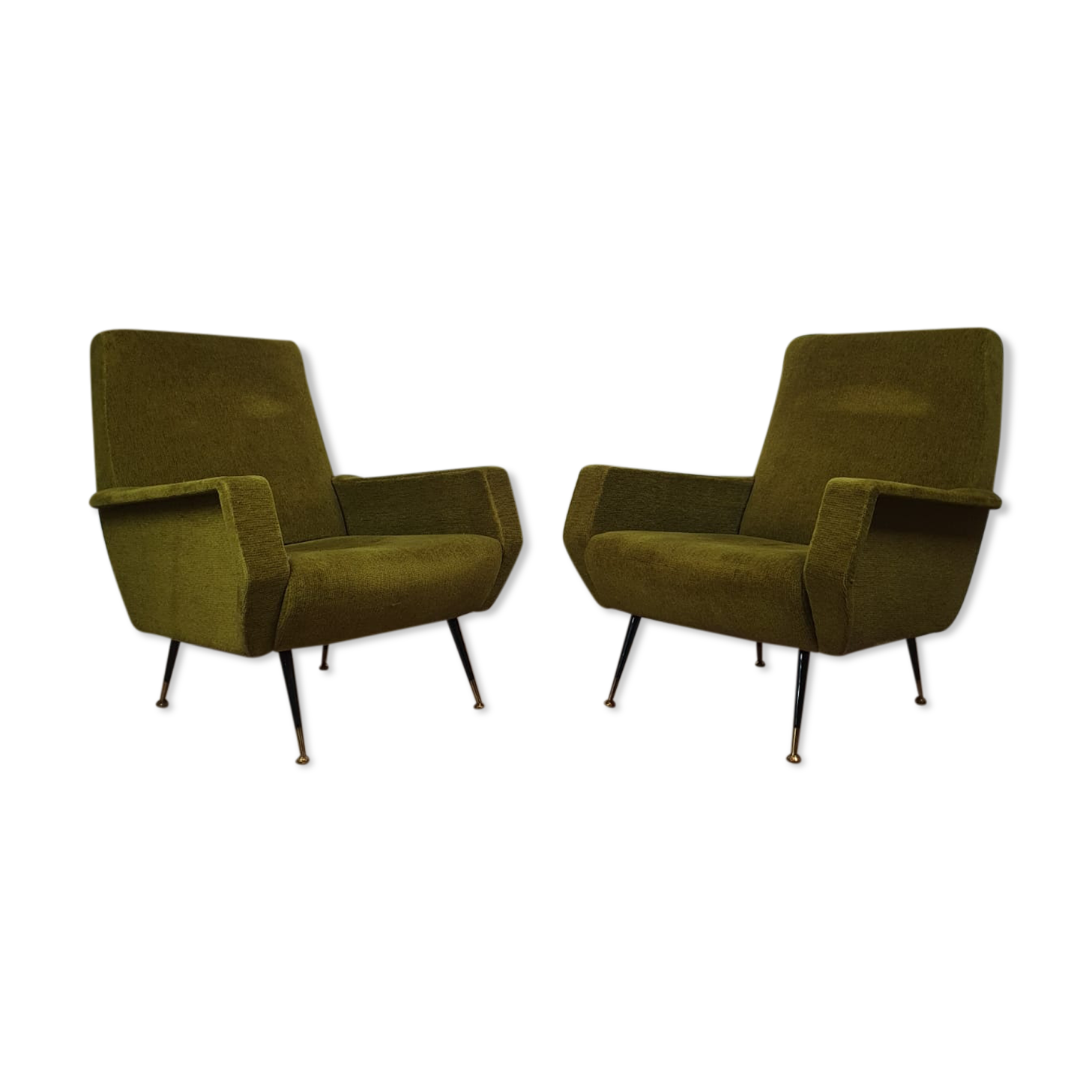 Vintage velvet armchairs 1950 by Gigi Radice Italy