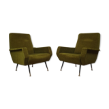 Vintage velvet armchairs 1950 by Gigi Radice Italy
