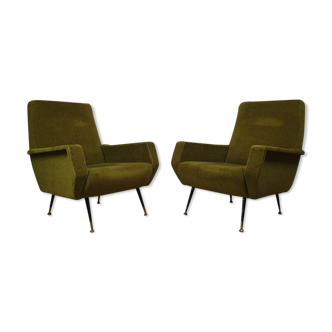 Vintage velvet armchairs 1950 by Gigi Radice Italy