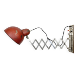 Red Industrial Midcentury Scissor Wall Lamp, 1950s