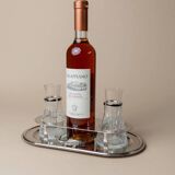 Argent Silverplated Metal Vintage Serving Set for Shots or Caviar-Tray, Ice Holders, Glasses, Italian 1970s Mid-Century Elegant