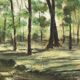 Gouache watercolor on paper by guy riou sous bois 1952 frame ceruse