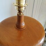 Wicker lamp, wood and leather