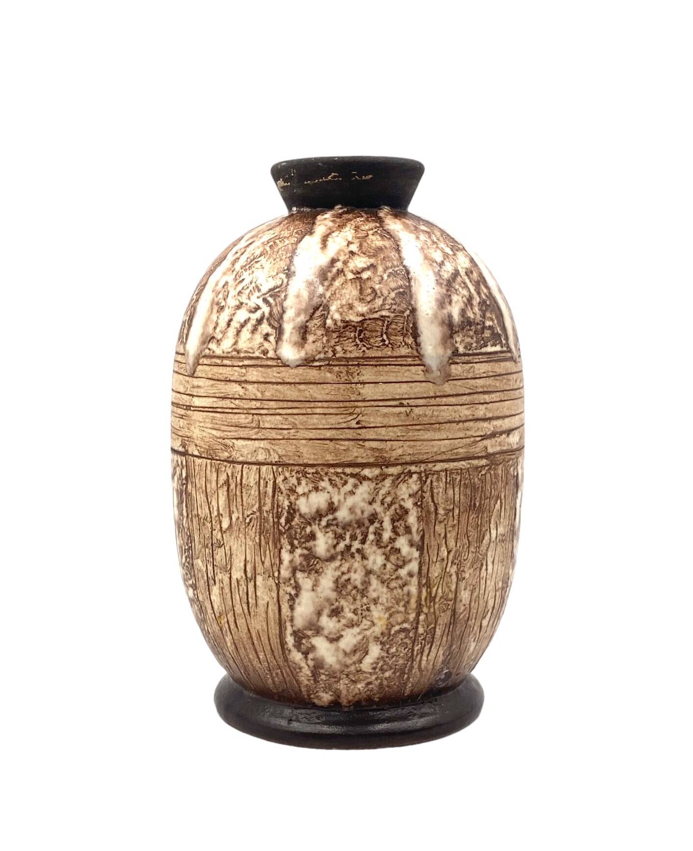 Louis Auguste Dage, Art Deco unique ceramic vase, France 1930