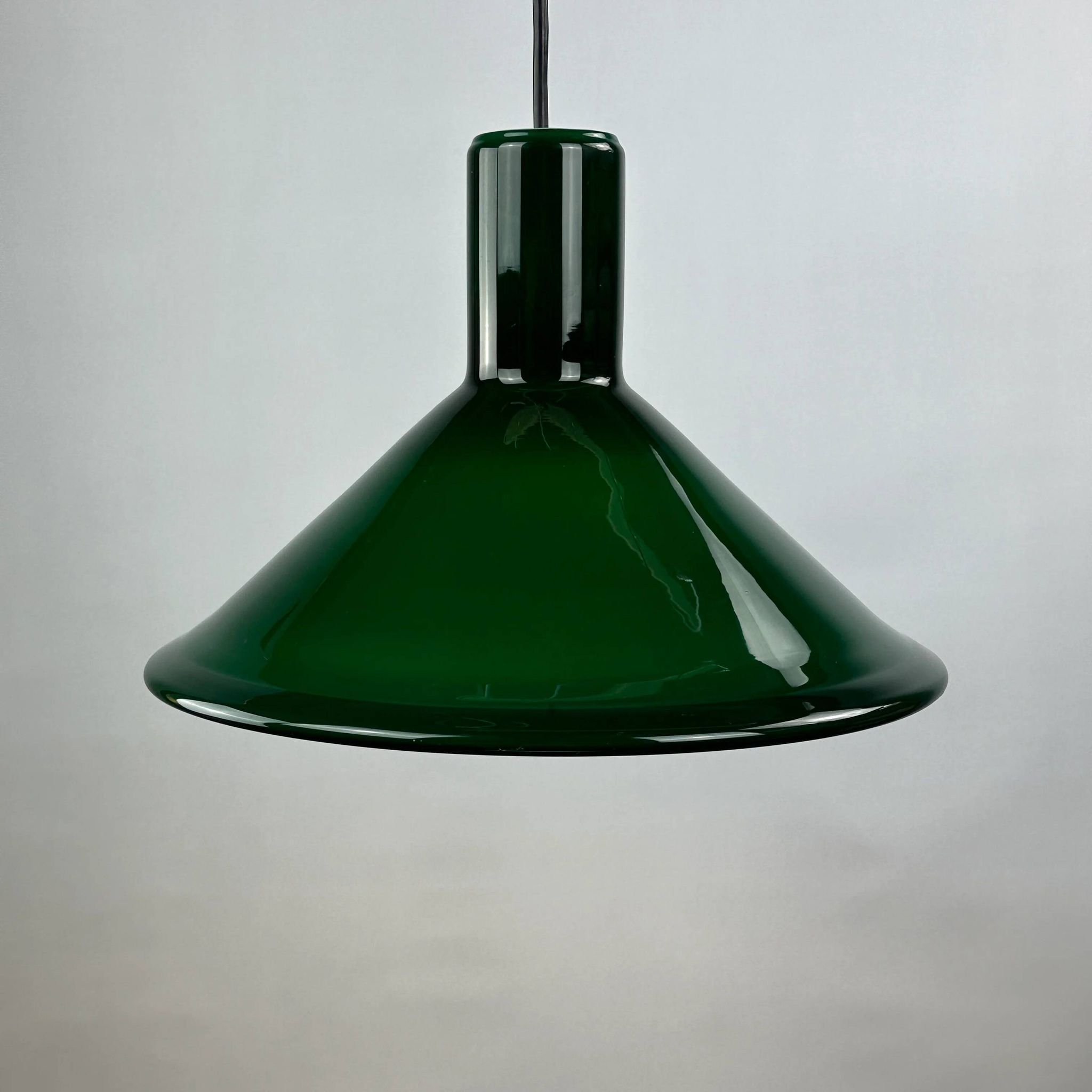 Green Danish glass pendant by Michael Bang for Holmegaard 1972