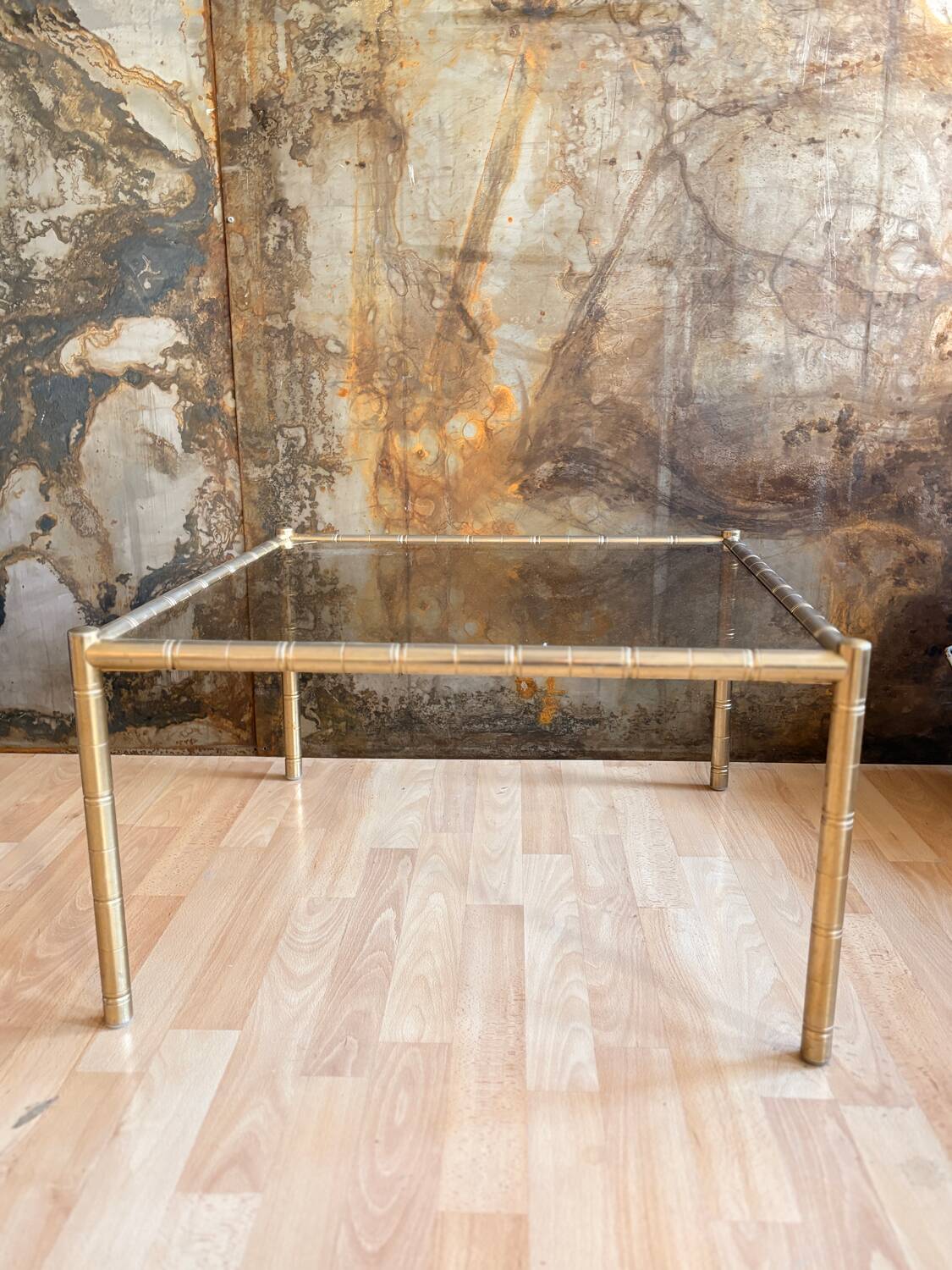 Bamboo coffee table in brass