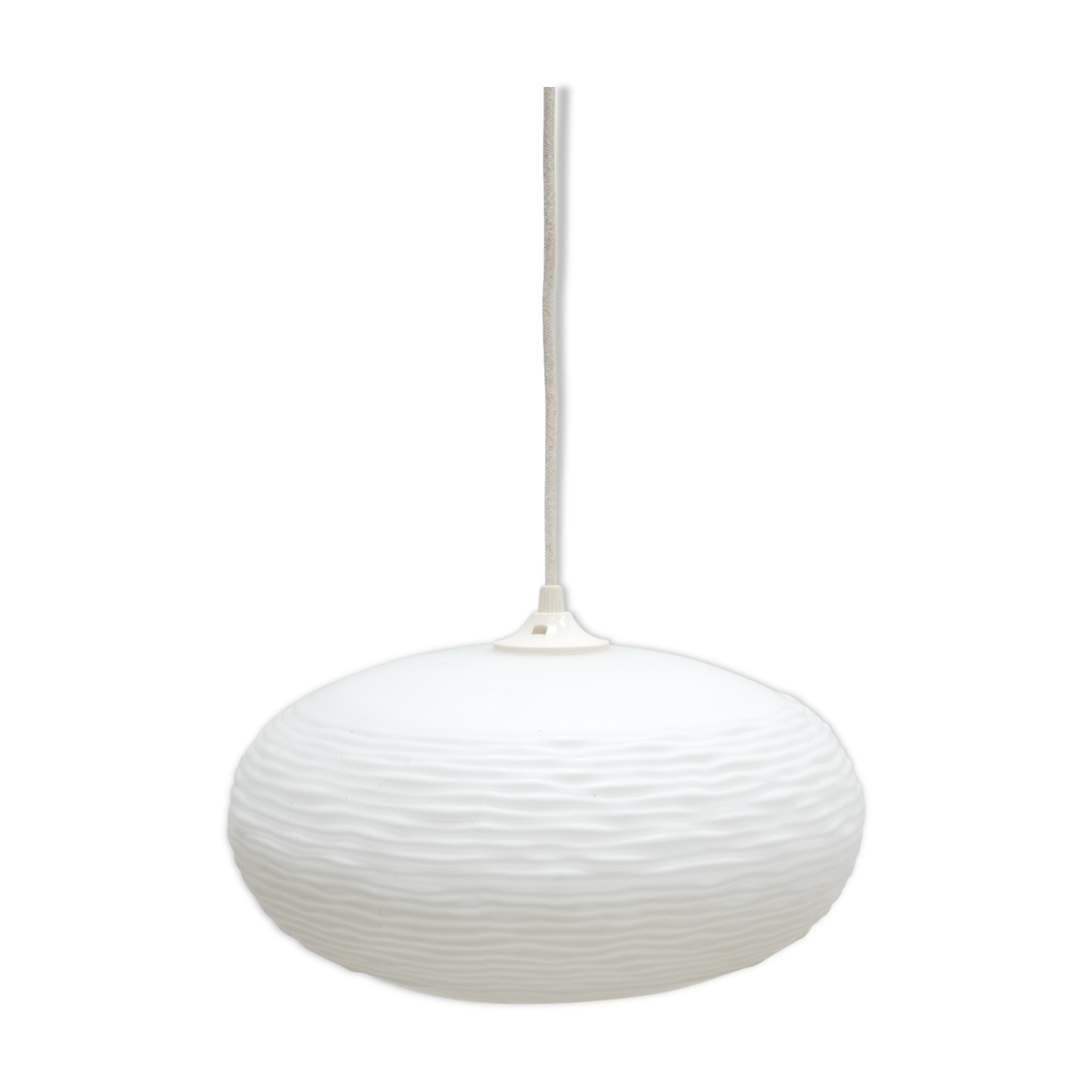 Vintage pendant lamp in white frosted glass