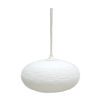 Vintage pendant lamp in white frosted glass