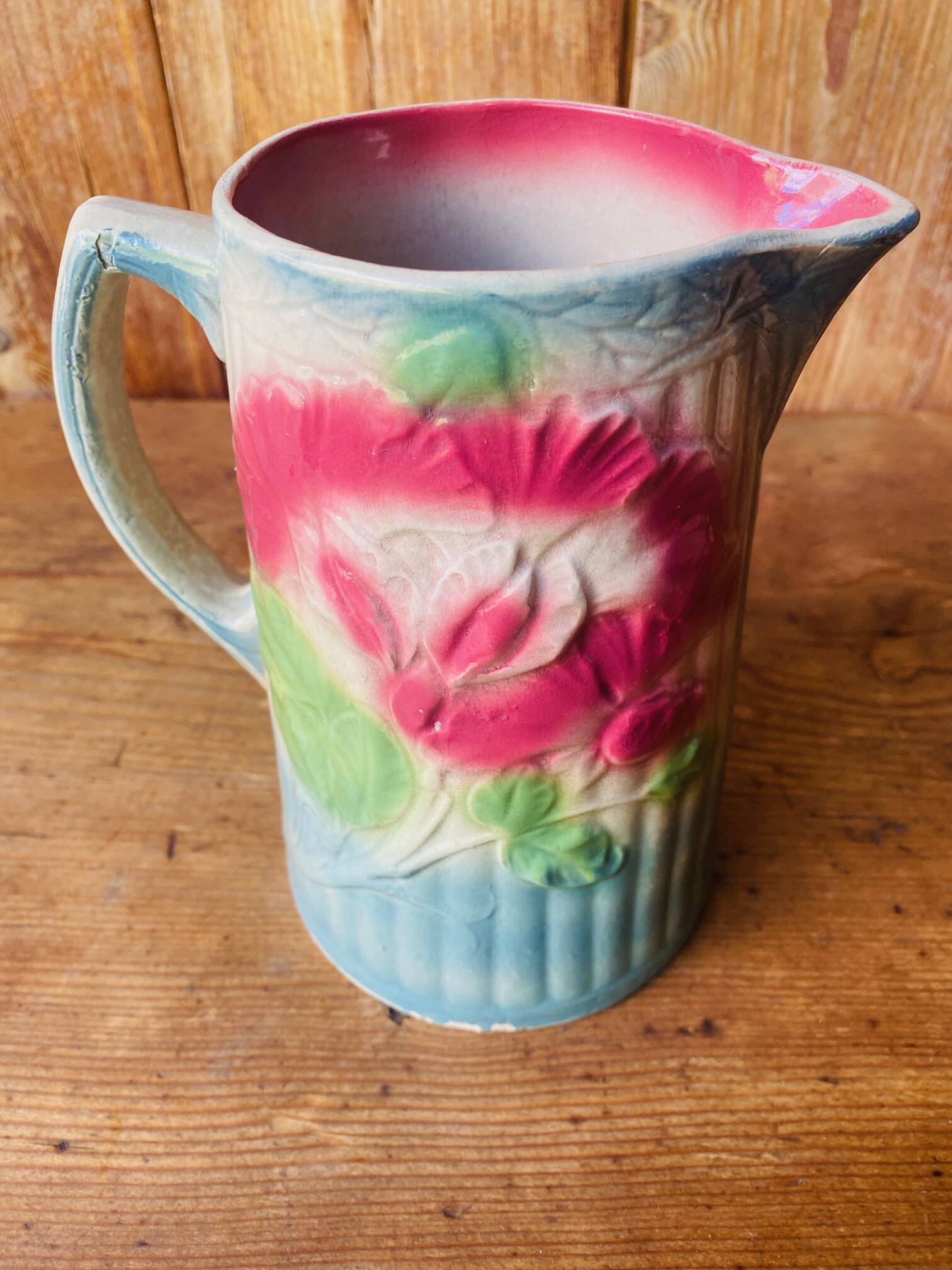 Old slip pitcher Made in France Sweet pea