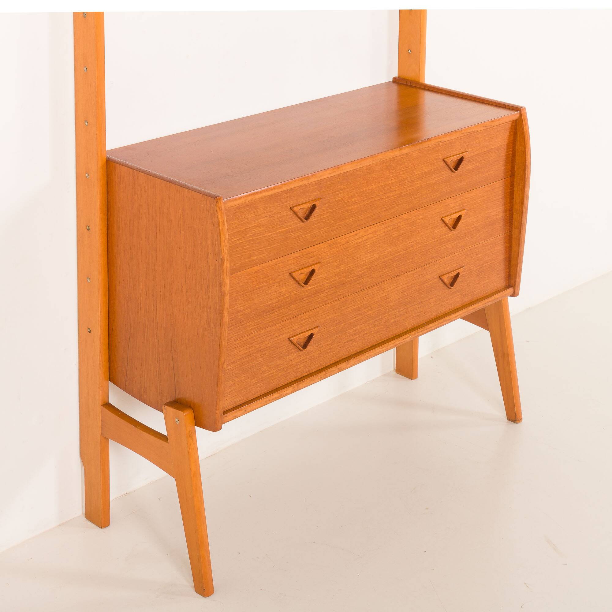 Scandinavian mid century teak free standing wall unit, 1960s