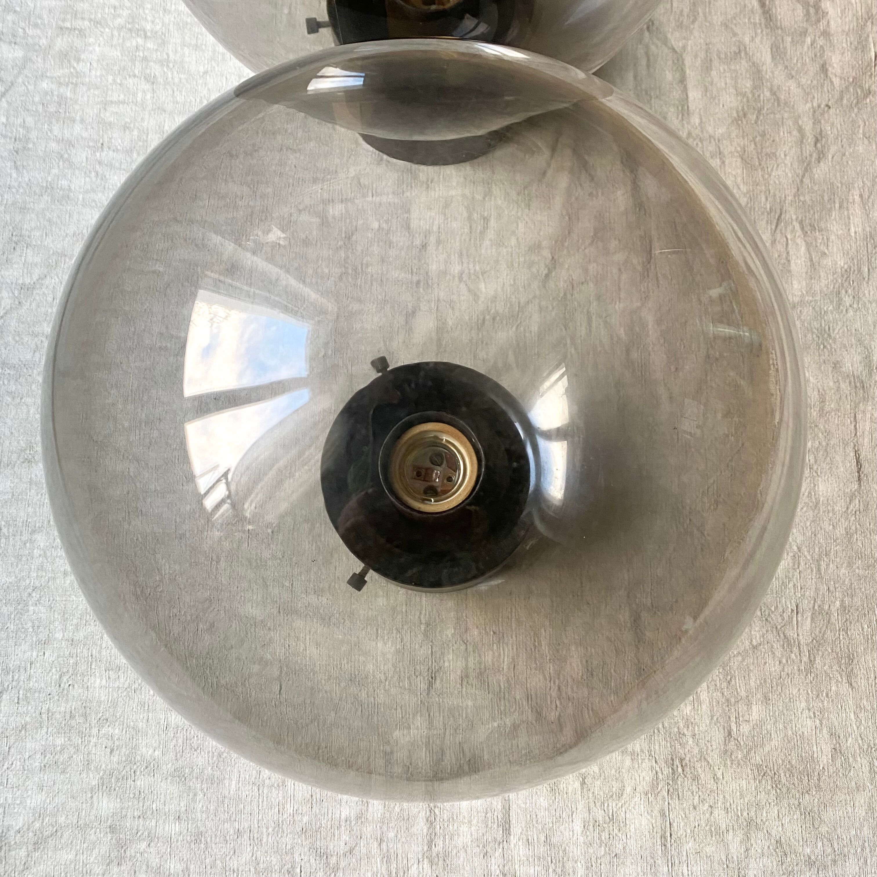 Plafonniers vintage globes en verre fumé