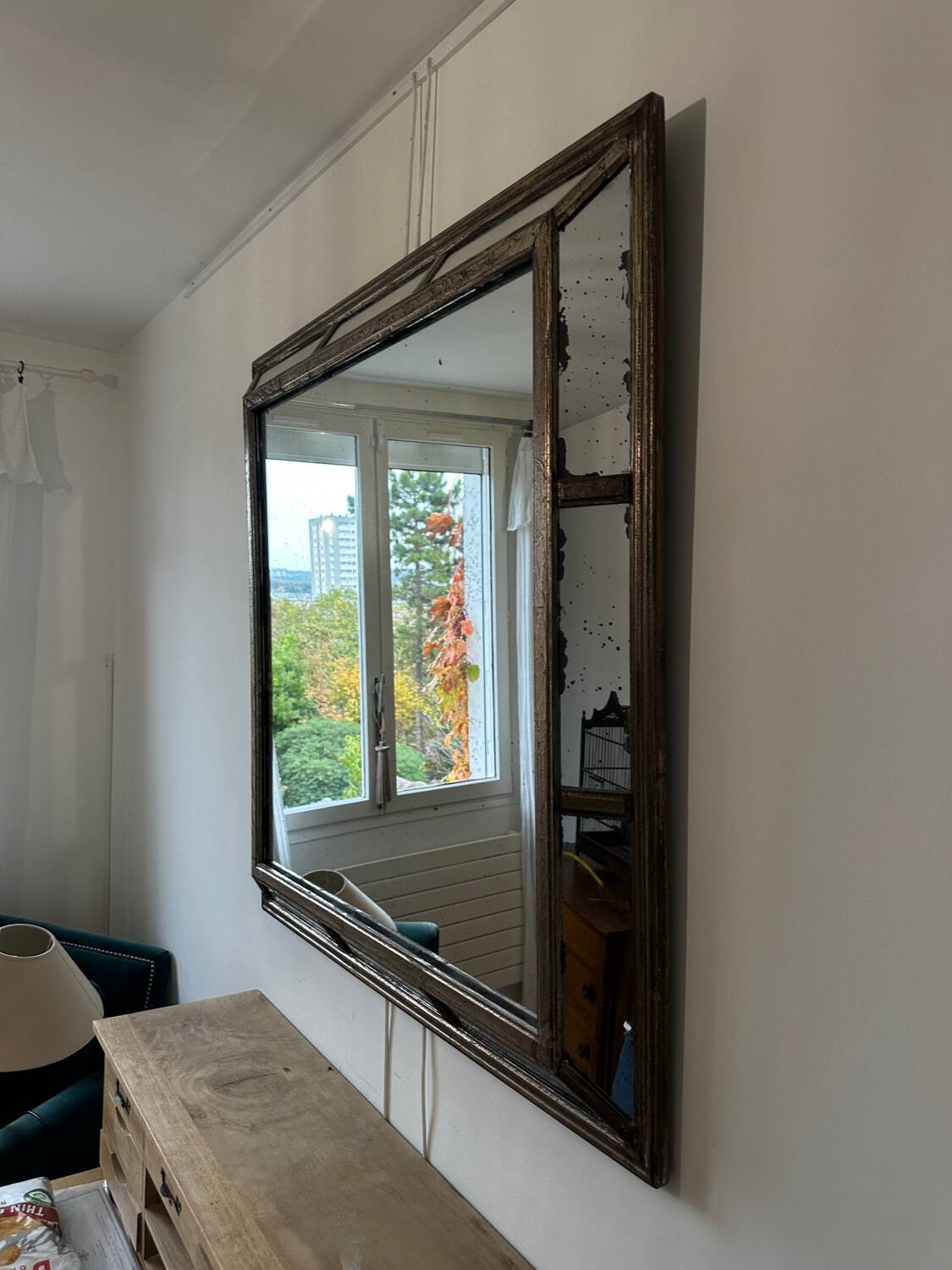 Antique mirror with wooden ornaments