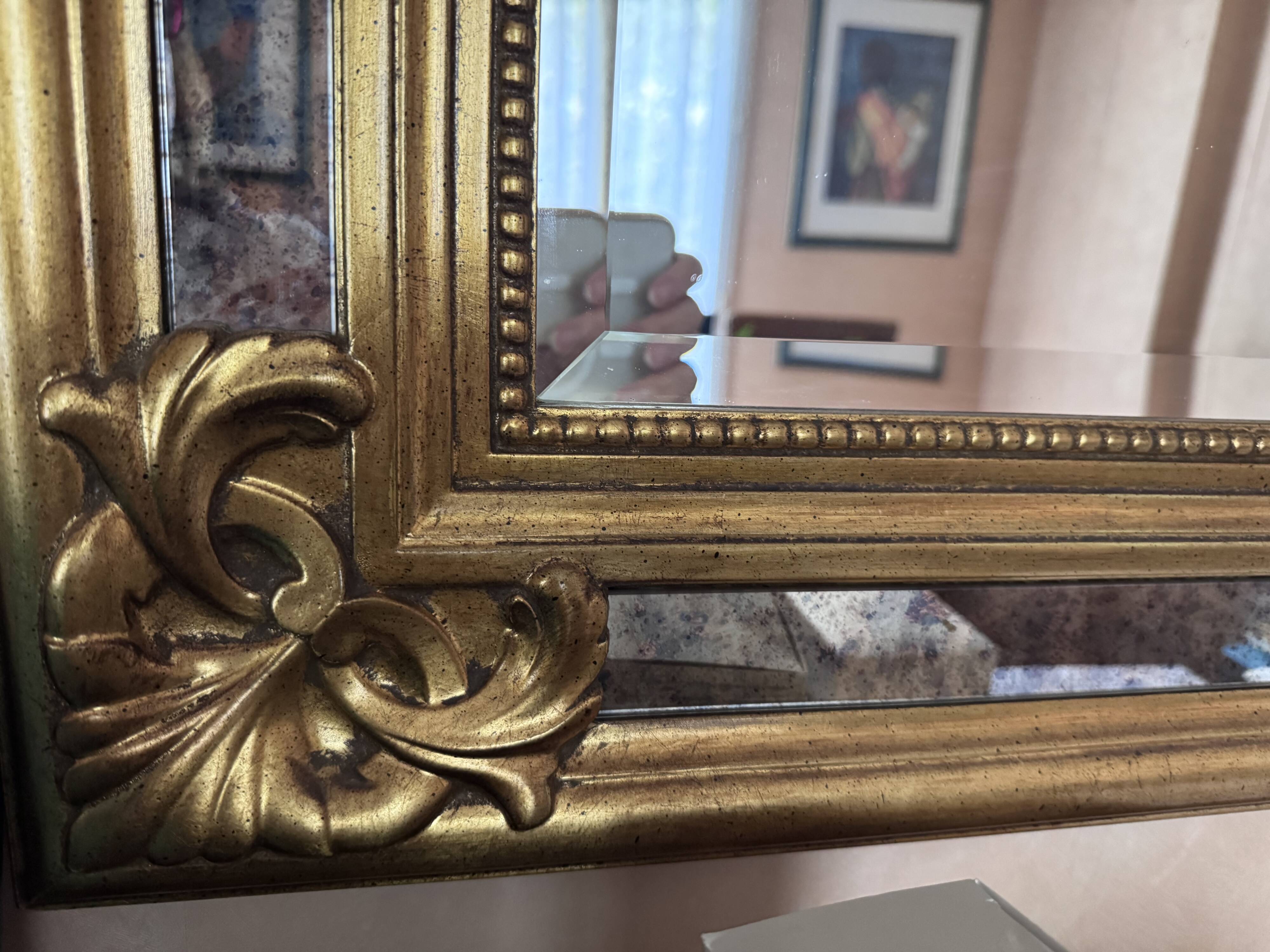 Exceptional large mirror with parcloses by Deknudt – Hollywood Regency style (198