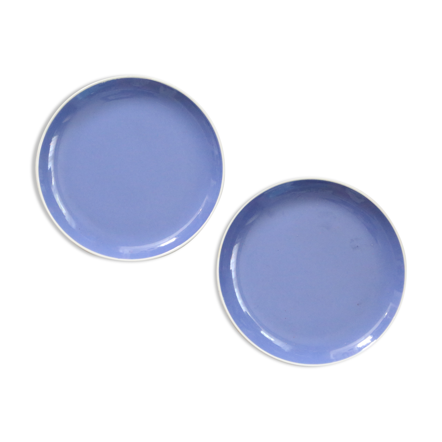 Duo of blue dessert plates, SAAR, Villeroy and Boch model, vintage