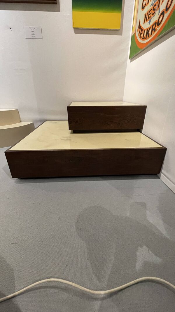 Set de 2 tables basses (tableaux) en bois de Wengé, design moderniste, 1970