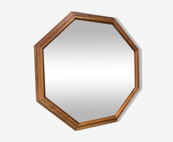 Miroir octogonal en bois vintage