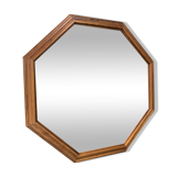Octagonal vintage wooden mirror