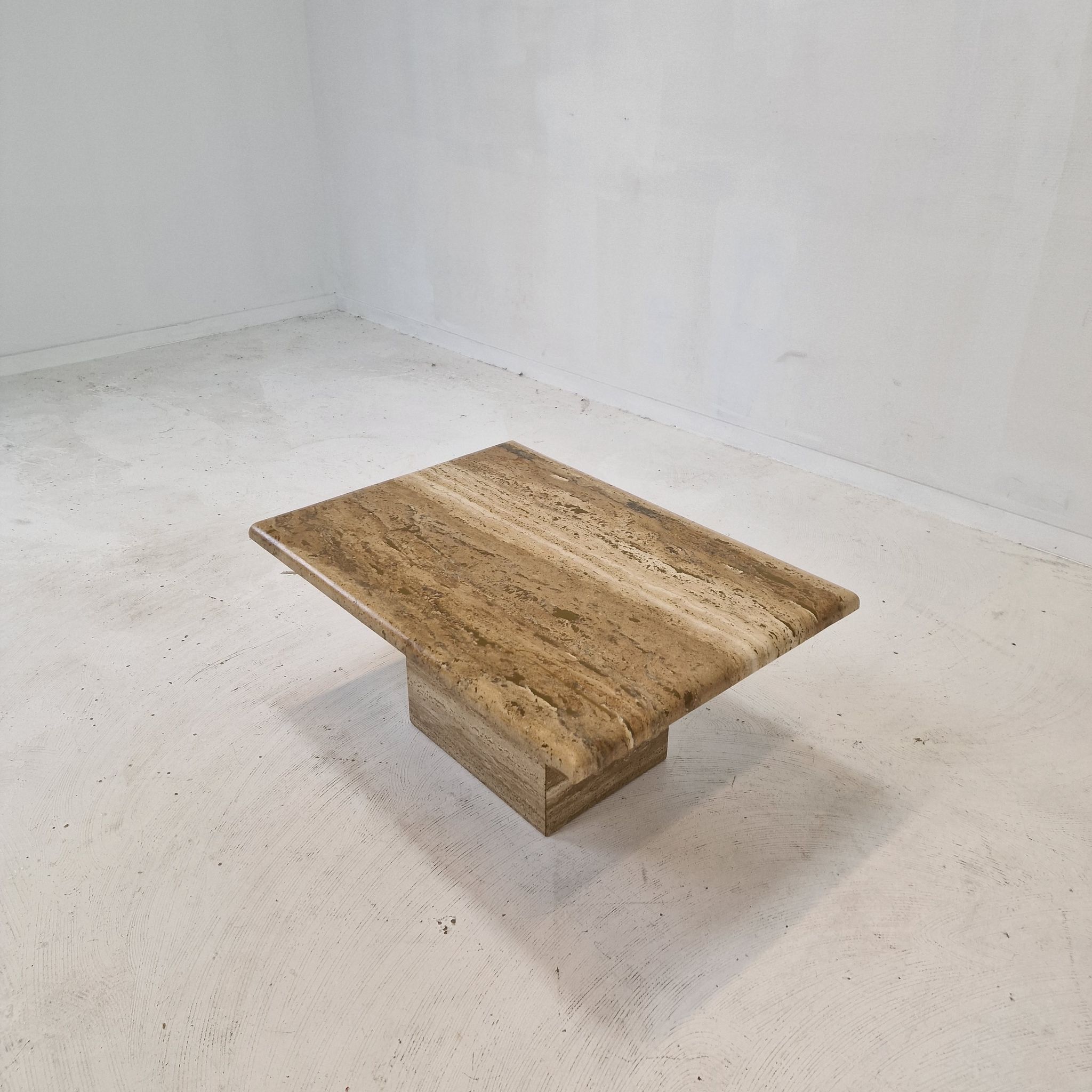 Italian coffee or side table in travertine, 1980s