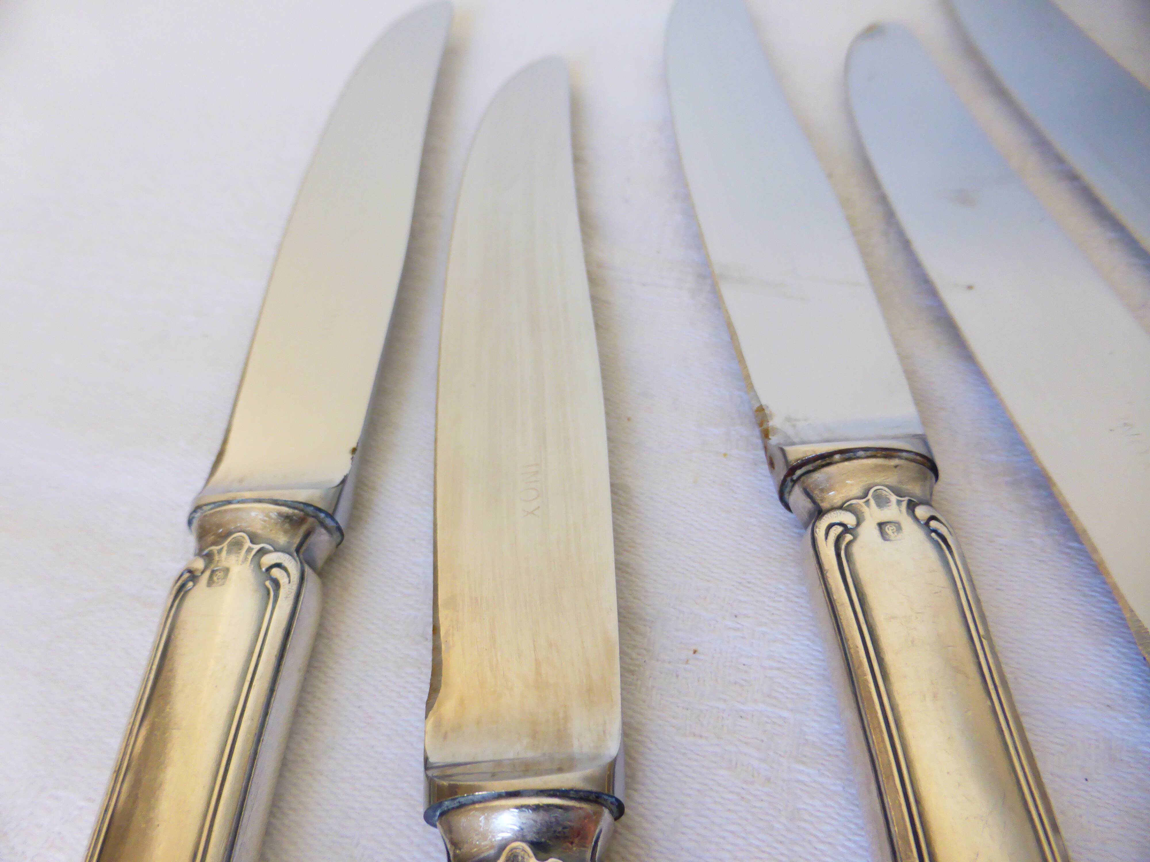 6 vintage knives in English silver metal hallmarked 2106273