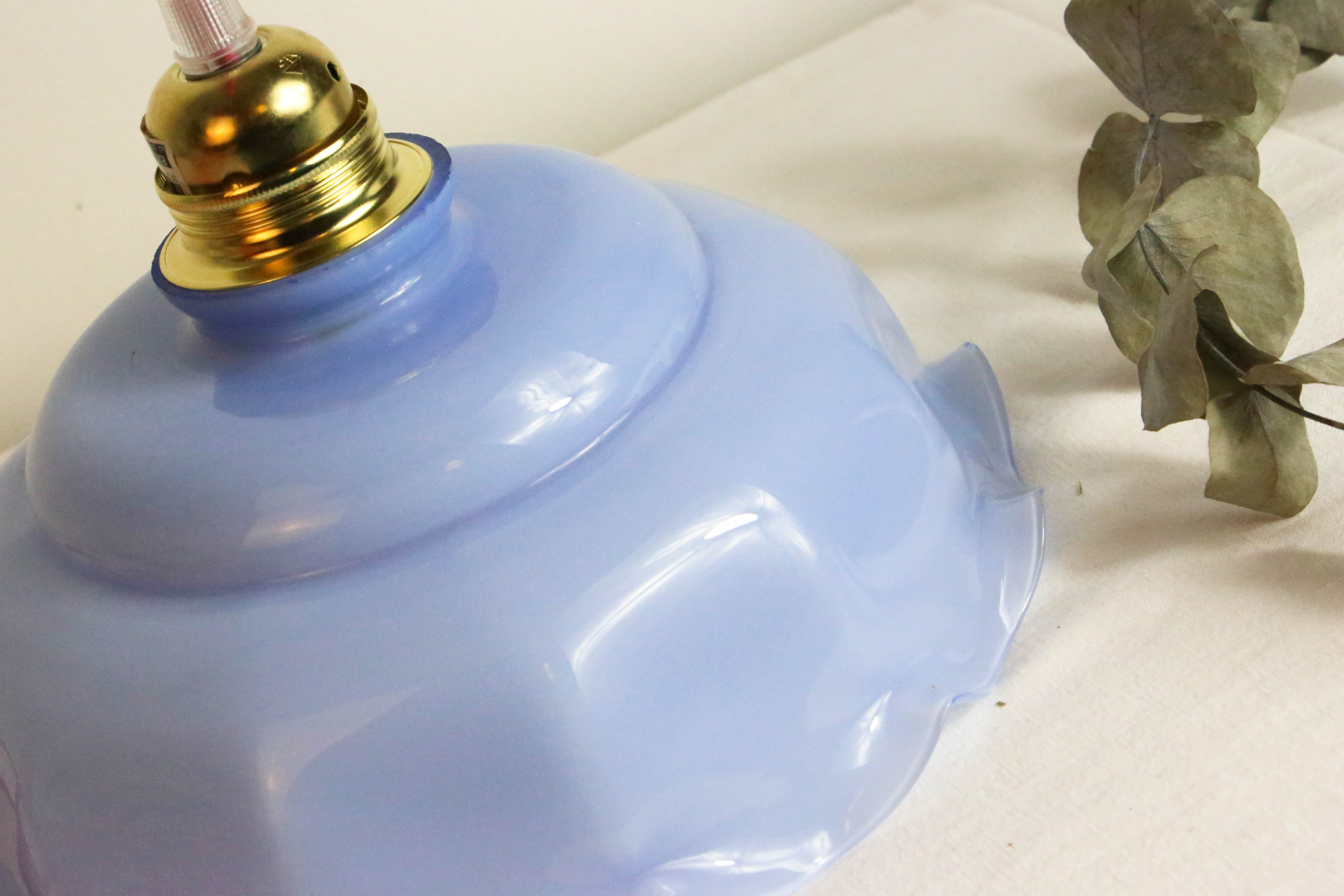 Blue glass pendant lamp, vintage