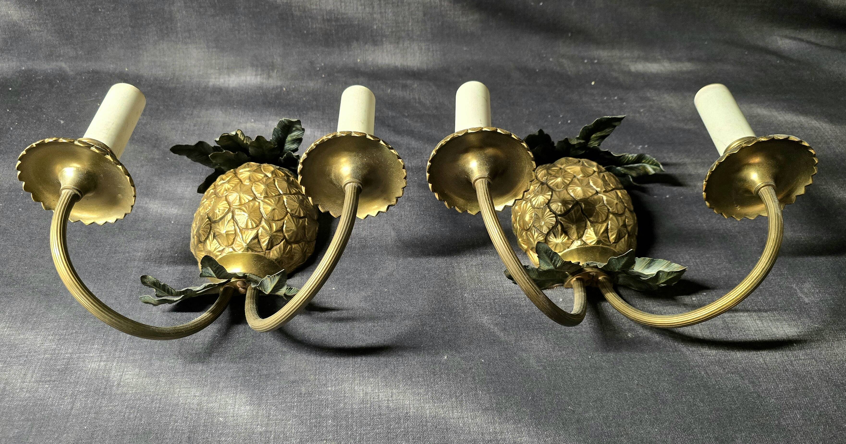 Maison Charles & Fils - Pair of Pineapple wall lights